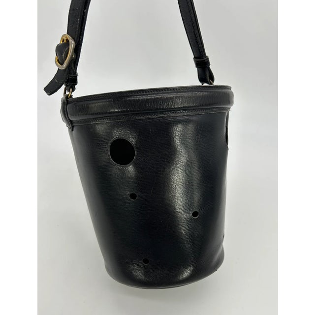 Contemporary Hermes Vintage Black Box Calf Leather Mangeoire Bucket Bag For Sale - Image 3 of 12