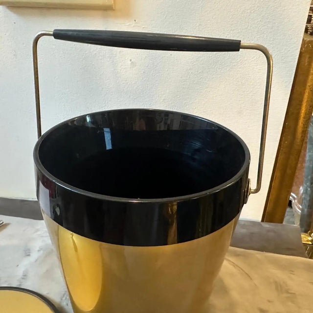 Brass 1960s Mid-Century Modern Brass and Resin Ice Bucket For Sale - Image 8 of 9