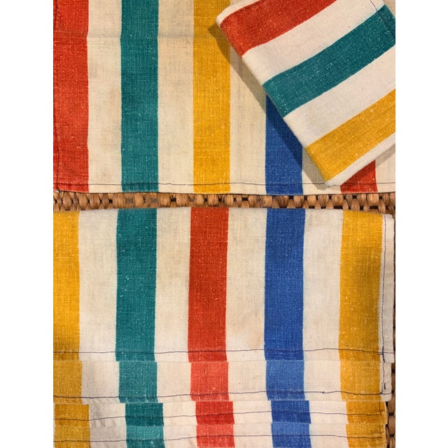 Mid 20th Century Mid-Century Modern French Striped Tea Towel Napkins - Set of 6 For Sale In Palm Springs - Image 6 of 10