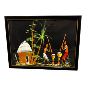 MidCentury Modern African Folk Art Painting.