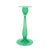 A single Frederick Carder-era Steuben blown glass candlestick in jade green with alabaster accents, made in Corning, New...