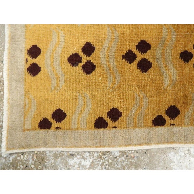 Mid 20th Century Galerie Shabab Collection Mid-20th Century Handmade Turkish Art Deco Throw Rug in Gold and Silver-Grey For Sale - Image 5 of 7