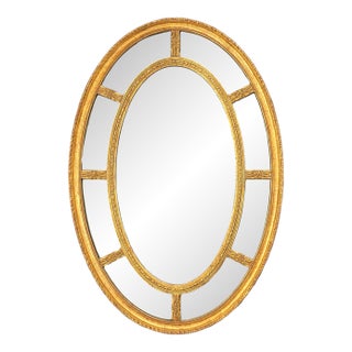 19th Century English George III Style Carved Giltwood Oval Margin Sectional Mirror For Sale