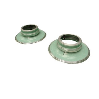 Mid-Century Green Aluminum Pendant Light Shades - APair For Sale