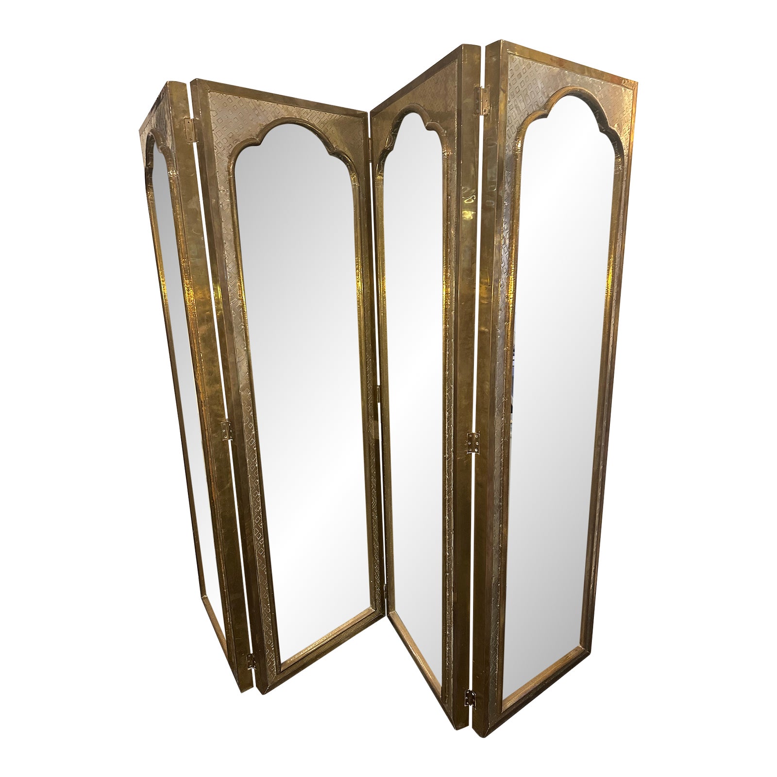 Mid 20th Century Rodolfo Duberry 4-Panel Mirror Screen | Chairish