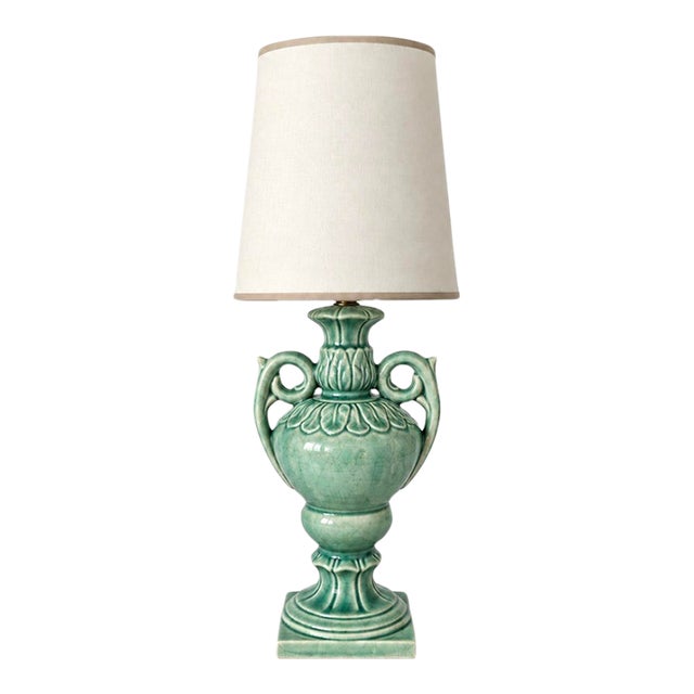 1930s Japanese Dimiuitive Celadon Glaze Japanese Urn Shaped Lamp For Sale