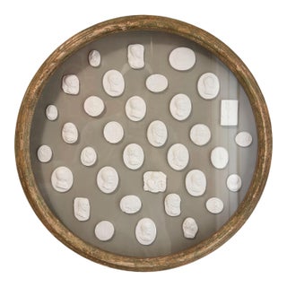 Framed Grand Tour Style Plaster Intaglio Cameos in Antique Frame For Sale