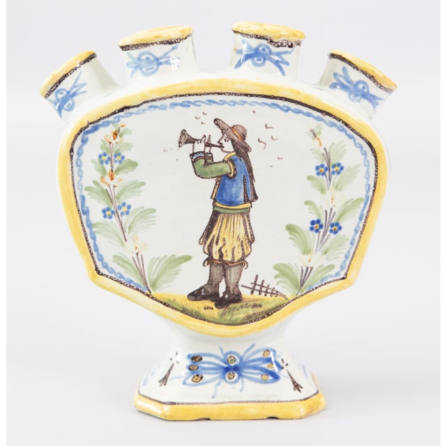 19th Century French Quimper Faience Tulip Vase Tulipiere For Sale - Image 11 of 11