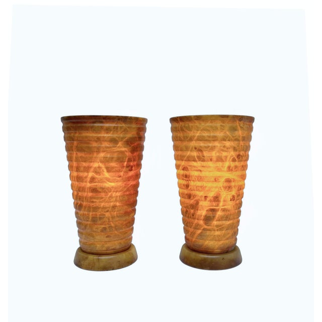 Brown Alabaster Vase Table Lamps from Pegasam, Spain, 1980s, Set of 2 For Sale - Image 4 of 11
