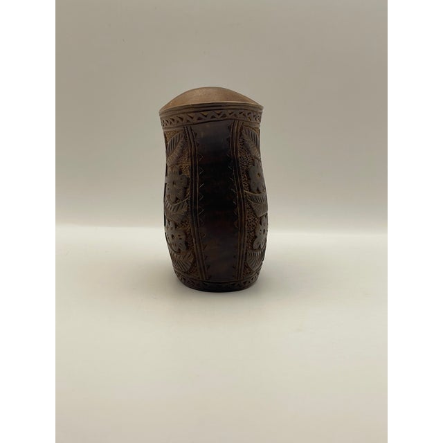 Early 20th Century Folk Art Carved Wooden Jar For Sale - Image 4 of 6