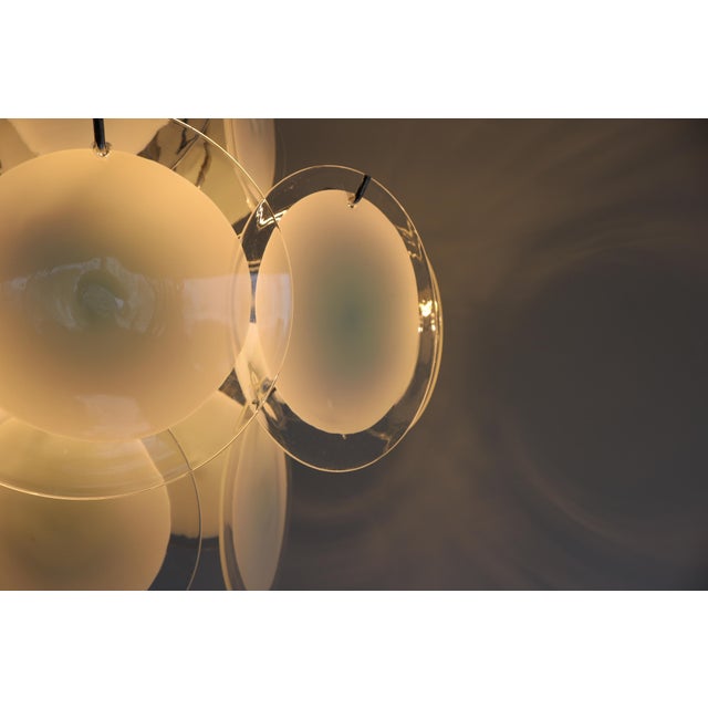 Vintage Italian Murano Glass Disc Chandelier attributed to Gino Vistosi, 1970s For Sale - Image 4 of 16