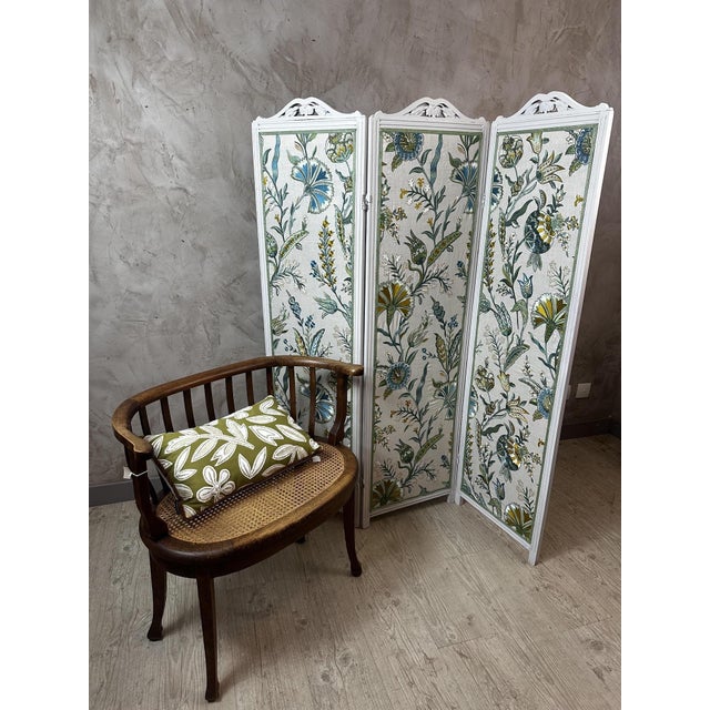 Textile Antique Folding Screen, 1890s For Sale - Image 7 of 15