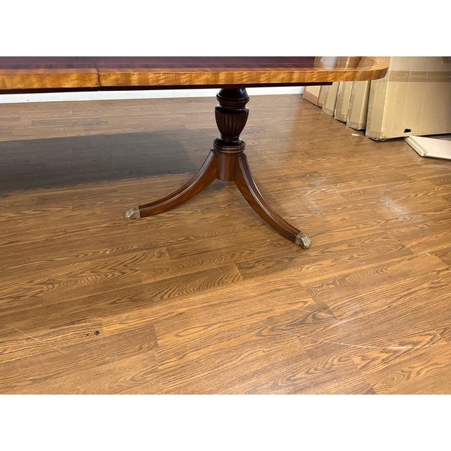 Wood Traditional Multi-Banded Mahogany Dining Table by Leighton Hall - Showroom Sample For Sale - Image 7 of 18