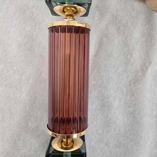 1990 Burgundy and Green Murano Glass Sconces - a Pair For Sale - Image 10 of 11