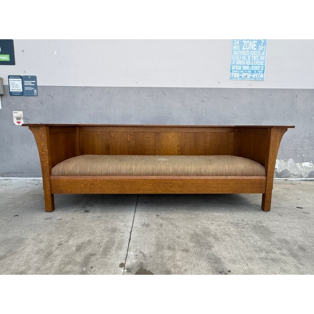 Brown 1990s Stickley Craftsman Mission Oak Prairie Settle For Sale - Image 8 of 10