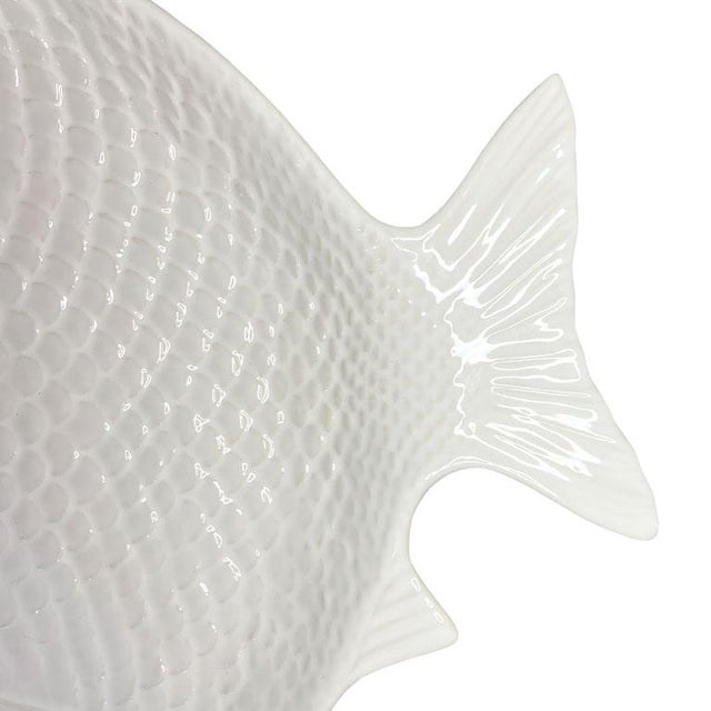 Contemporary Large Mid 20th Century White Ceramic Fish Serving Platters - a Pair Olfaire Portugal For Sale - Image 3 of 6