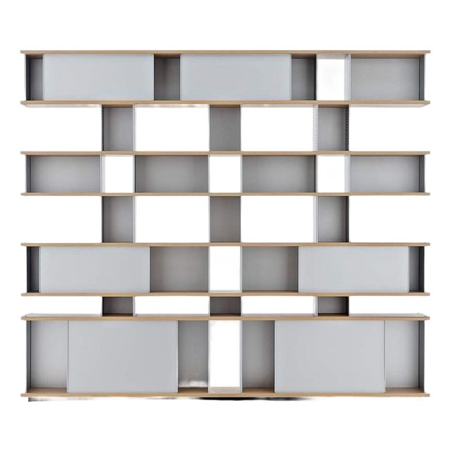 Nuage Shelving Unit in Wood and Aluminium by Charlotte Perriand for Cassina For Sale