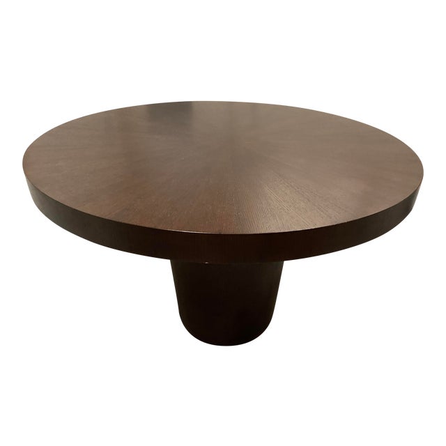 Contemporary Crate Barrel Orion Round Wood Pedestal Dining Table