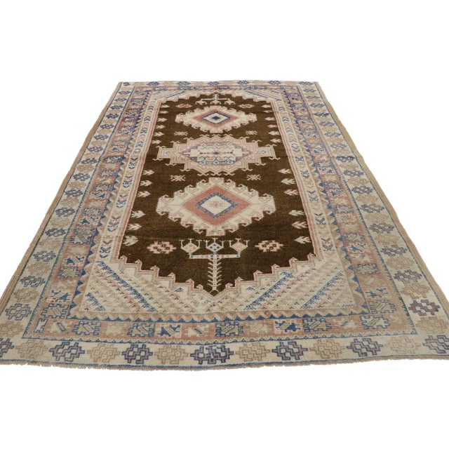 Tribal Vintage Turkish Oushak Rug - 05'01 X 07'07 For Sale - Image 3 of 9