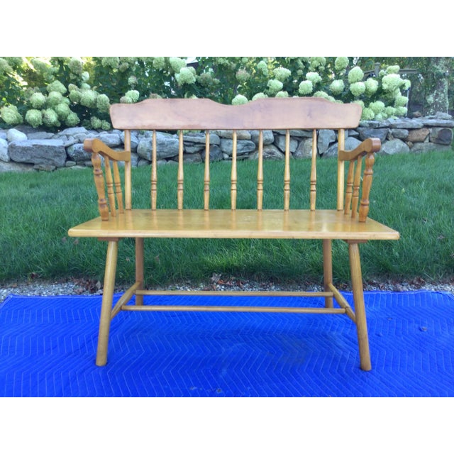 Brown Vintage 1960s Cottage Style Solid Maple Two-Seat Bench Settee For Sale - Image 8 of 12