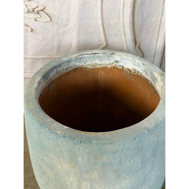 Spanish Terracotta Planter With Soft Blue-Gray Weathered Patina For Sale - Image 3 of 8
