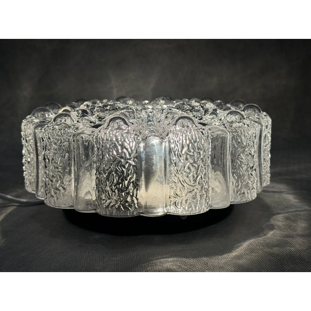 Vintage Textured Glass Flush Mount Ceiling Light, 1970s For Sale - Image 5 of 9