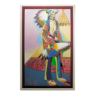 Bruce King "The First Rainbow Warriors"Original Framed Hand Signed Oil Painting For Sale