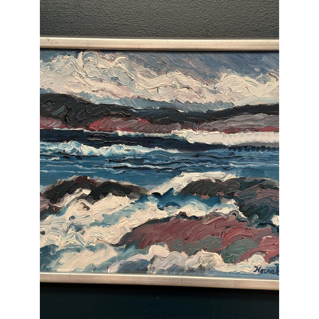 Allan Horsak, Coastal Landscape, 1969, Oil Painting on Canvas, Framed For Sale - Image 4 of 14