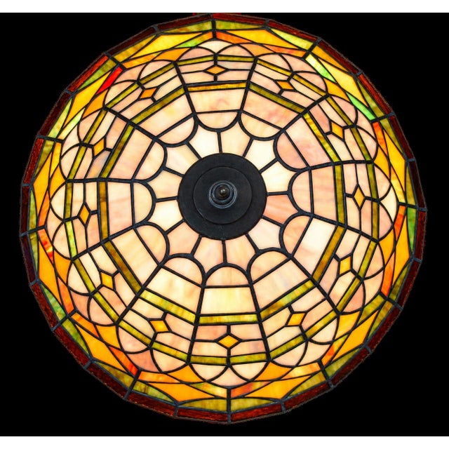 Mid 20th Century Antique Tiffany Style Lamp Shade Glass Large 13.5" Excellent For Sale - Image 5 of 12