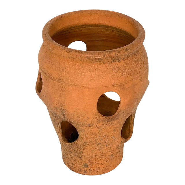 English Strawberry Planter Pots of Terracotta - Two Available For Sale