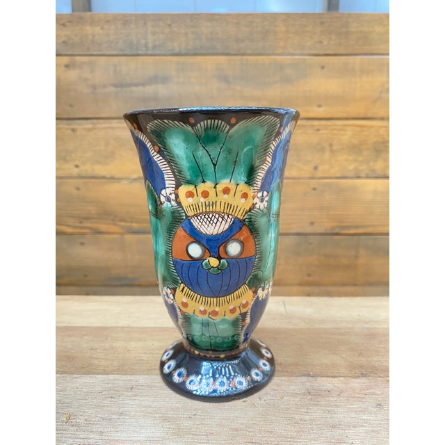 Vase in Glazed and Enameled Terracotta with Chrutmuster from Thun, Switzerland, 1890s For Sale - Image 4 of 18