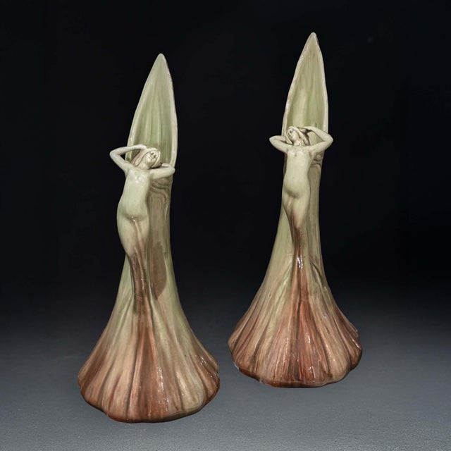Ceramic Large Art Nouveau Earthenware Vases from Jérôme Massier, 1890s, Set of 2 For Sale - Image 7 of 10