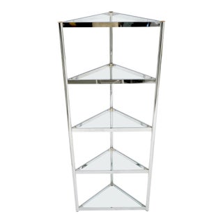 Mid-Century Modern Chrome and Glass Corner Etagere For Sale