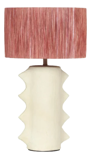 Wild Thing Papier Mache Table Lamp with Raffia Lampshade