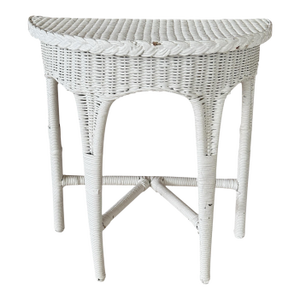Antique Karpen Fiber Rush Wicker Demi Lune Table, Chicago & New York, Circa 1900–1915