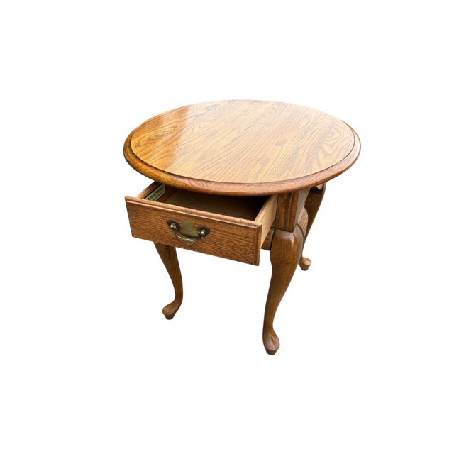 Wood Broyhill Lenoir House Round End Table With Ball-and-Claw Feet For Sale - Image 7 of 10
