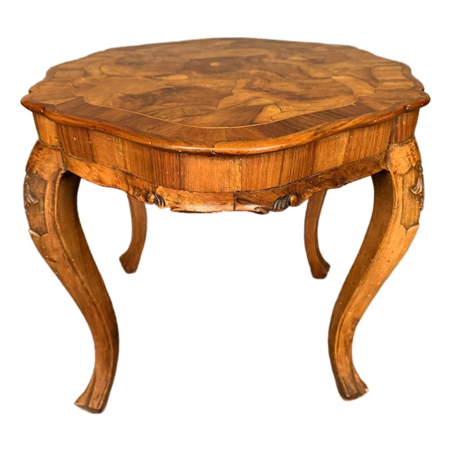 Italian Burl Olive Wood Tavolino Tea Table, Circa 1920 For Sale