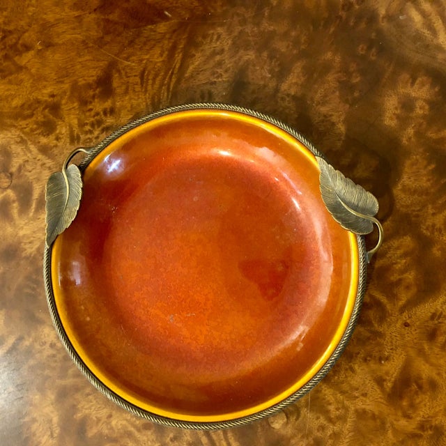 1980s 1980s Orange Enamel on Metal Dish For Sale - Image 5 of 5