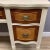 Vintage Painted French Desk Creamy Beige Wood Tones Gold Accents 5 Drawers For Sale - Image 10 of 11