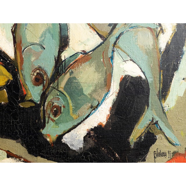 Robert Bluteau, Modernism Still Life, 1955, Oil on Canvas For Sale - Image 4 of 5