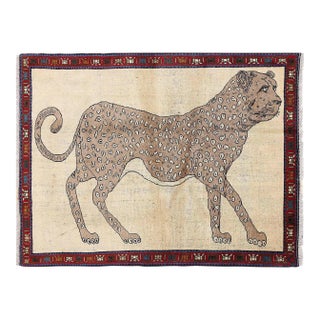 Fine Hand Knotted Cheetah Design Persian Shiraz Rug For Sale