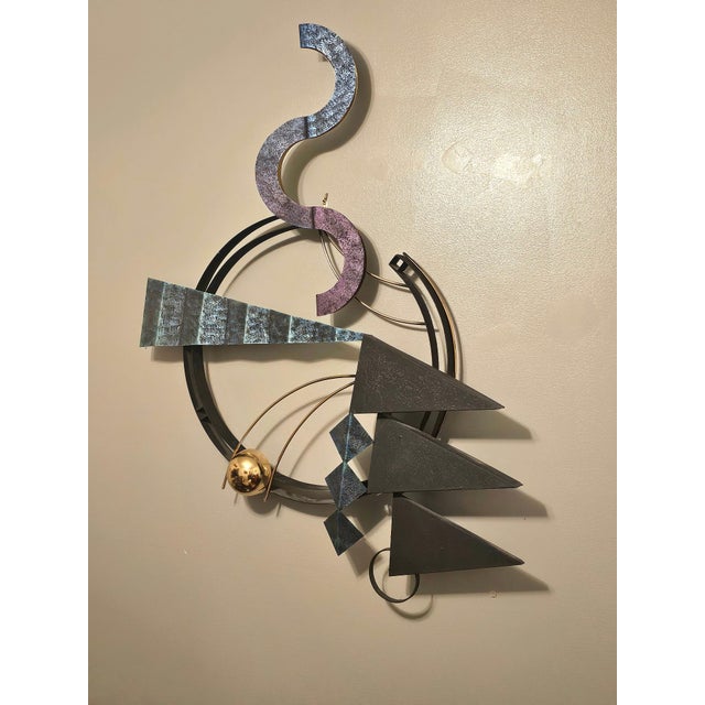 Postmodern Curtis Jeŕe Post Modern Metal Wall Sculpture For Sale - Image 3 of 6