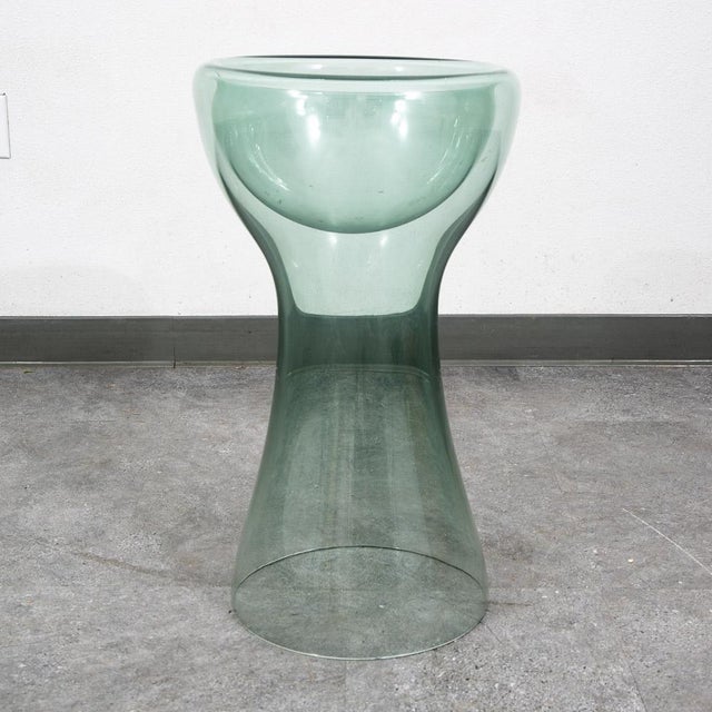 Green Mid Century Modern Glass Planter Floorstanding Vase Studio Hand Blown Vintage 70 For Sale - Image 8 of 12