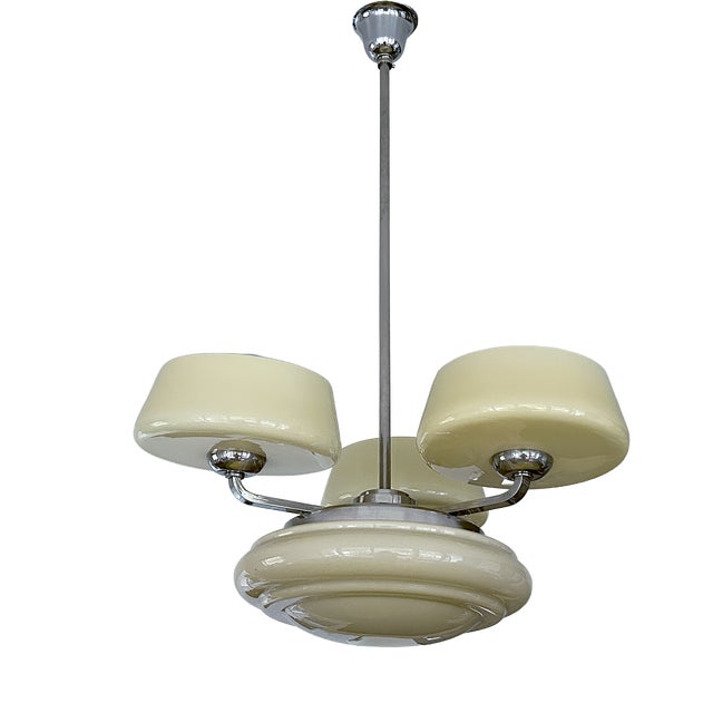 Lage Art Deco Pendant Light in Glass, 1930s For Sale