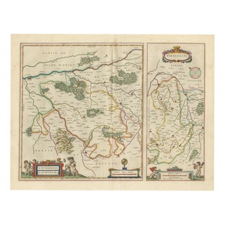 Antique Blaeu Map of the Loudunois, Anjou and the Mirebalais, 1642 For Sale