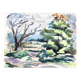 1950s "Wooded Landscape P3.1" Watercolor Painting by Eve Nethercott For Sale