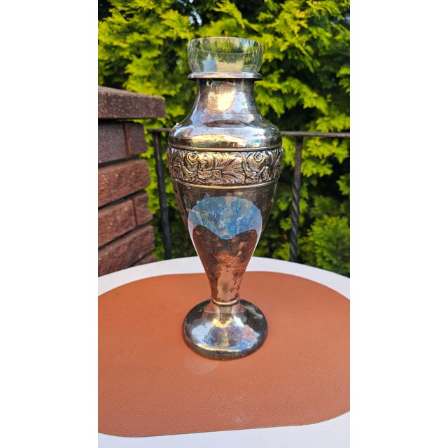 Art Deco Silver-Plated Vase with Glass Insert, 1929, Set of 2 For Sale - Image 9 of 13