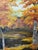 Vintage Autumn Birch Trees & Winding Creek Landscape Painting in Dark Wood Frame For Sale - Image 4 of 6