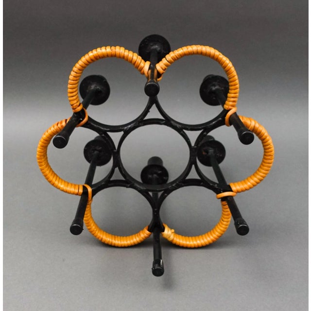 Wood Mid 20th Century Arthur Umanoff for Raymor Iron Rattan 6-Light Candle Stick Holder Candelabra For Sale - Image 7 of 8