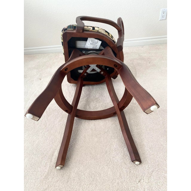 Wood Cherry Wood Custom Swivel Bar Stool Ethan Allen Style Vintage "Mint" Condition. For Sale - Image 7 of 12